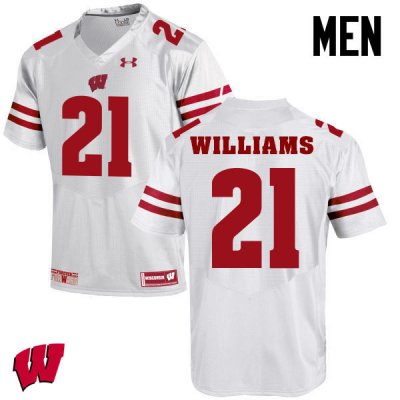 Men's Wisconsin Badgers NCAA #21 Caesar Williams White Authentic Under Armour Stitched College Football Jersey RN31H46OL